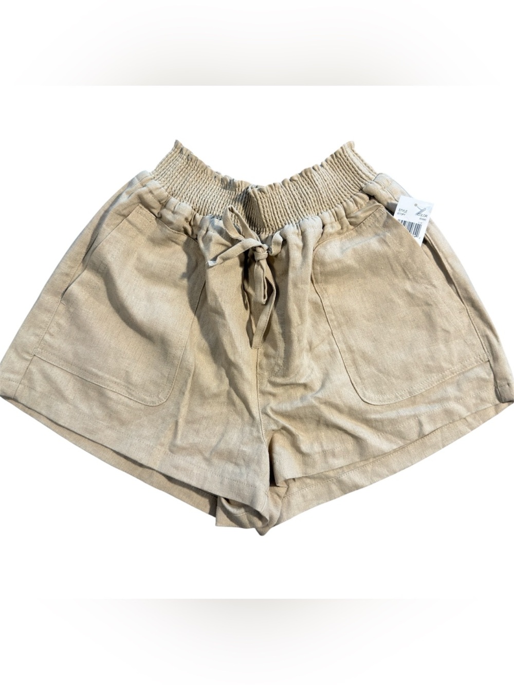 Love Tree Paperbag Shorts Girls M Beige Linen & Viscose Pockets